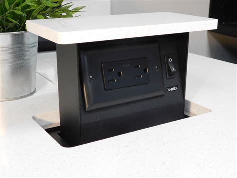 electrical popup box|recessed pop up outlet.